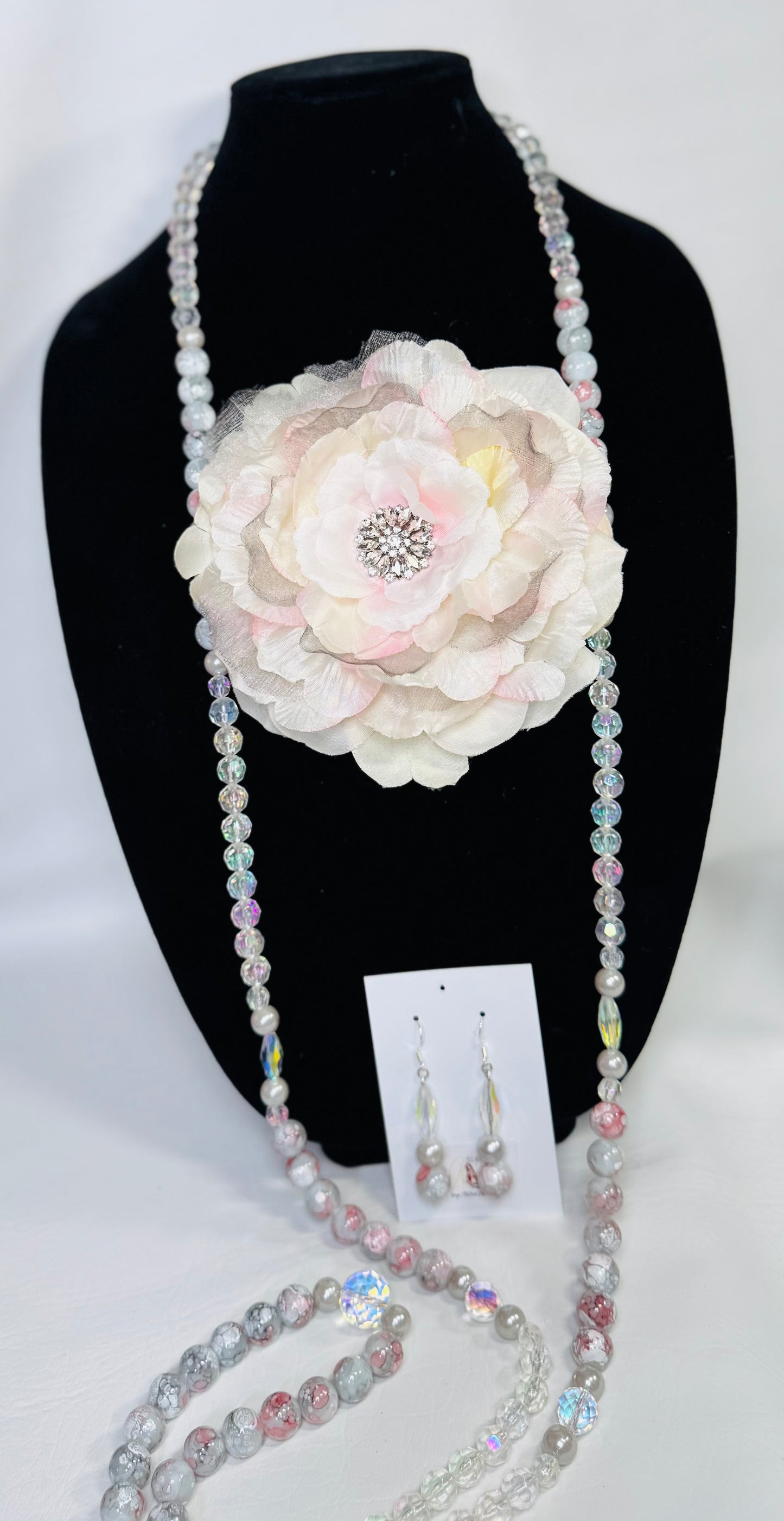 “Petal Grace” Necklace, Earrings, and Floral Brooch Set