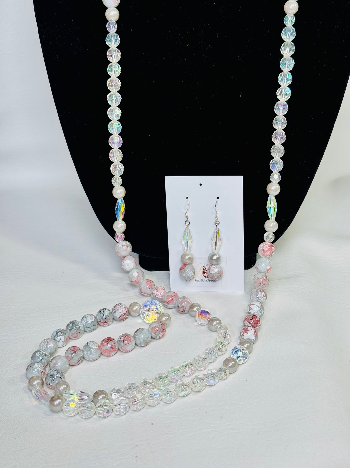 “Petal Grace” Necklace, Earrings, and Floral Brooch Set