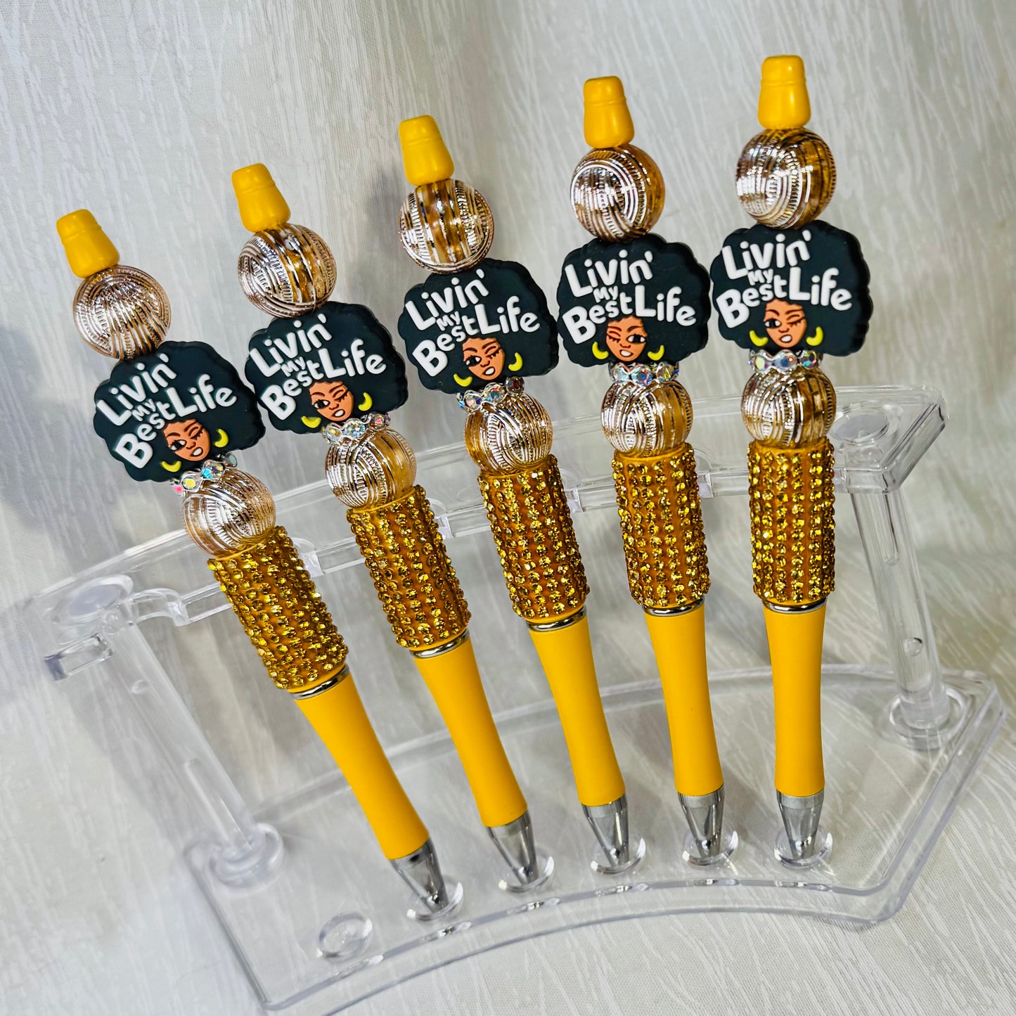 "Livin' My Best Life" Beaded Ink Pen