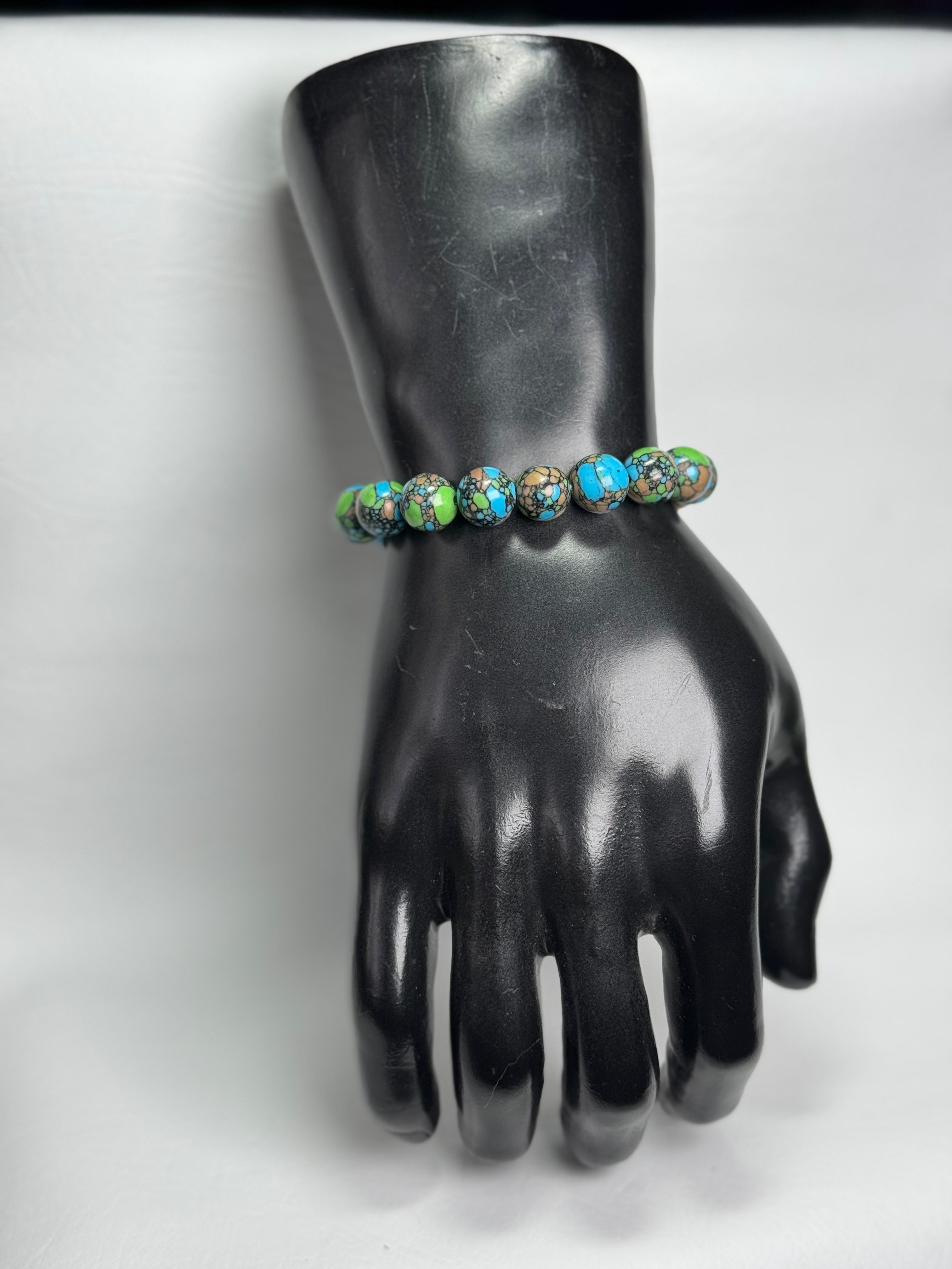 “Aqua Peacock” Genuine Stone Bracelet