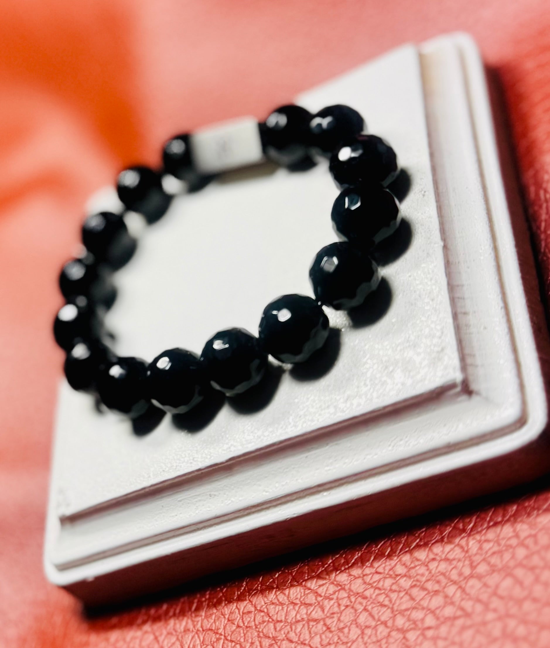 Midnight Elegance™ | Faceted Black Agate Bracelet
