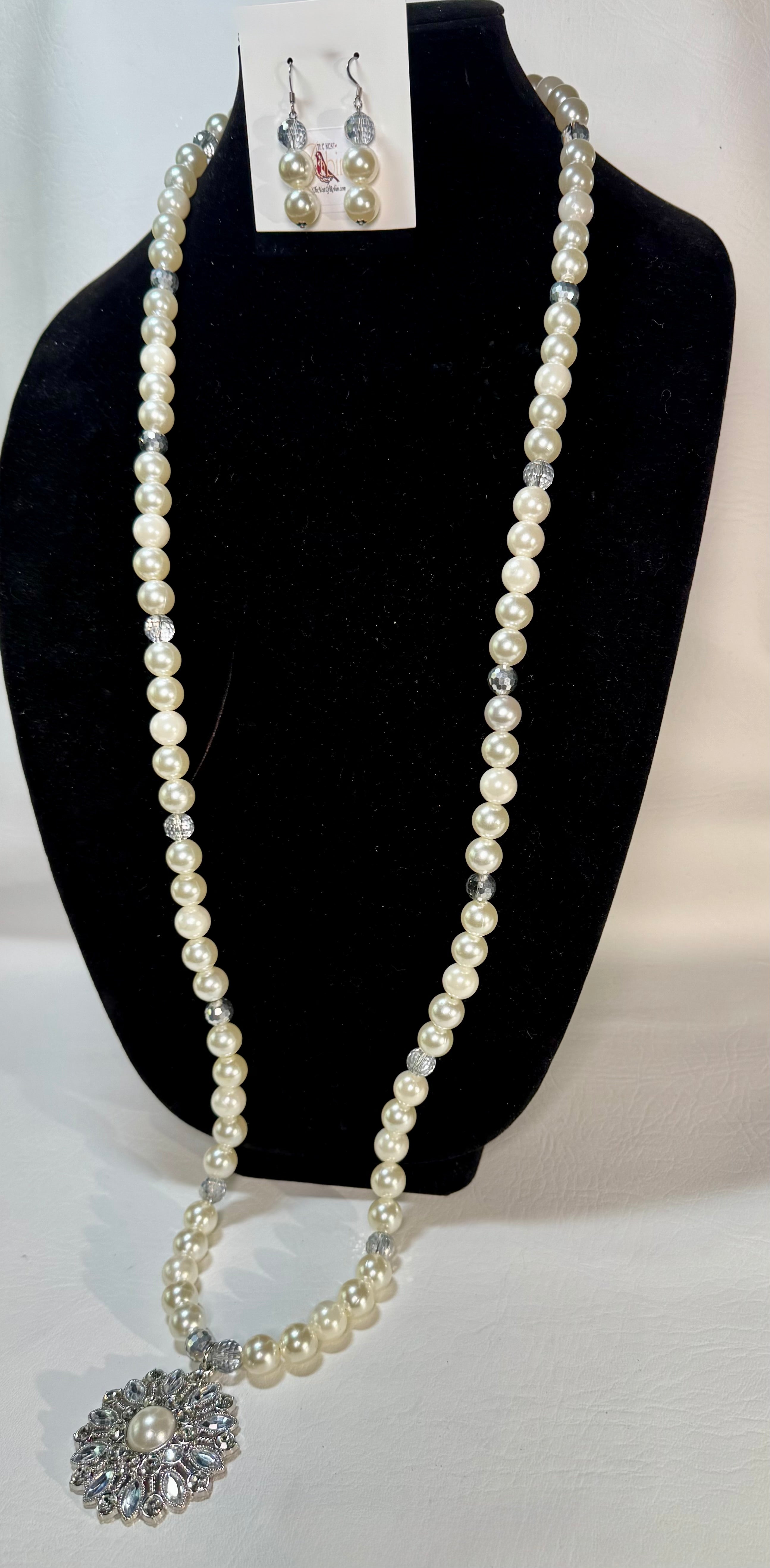 “Crystal Petunia” Long Necklace & Earrings Set