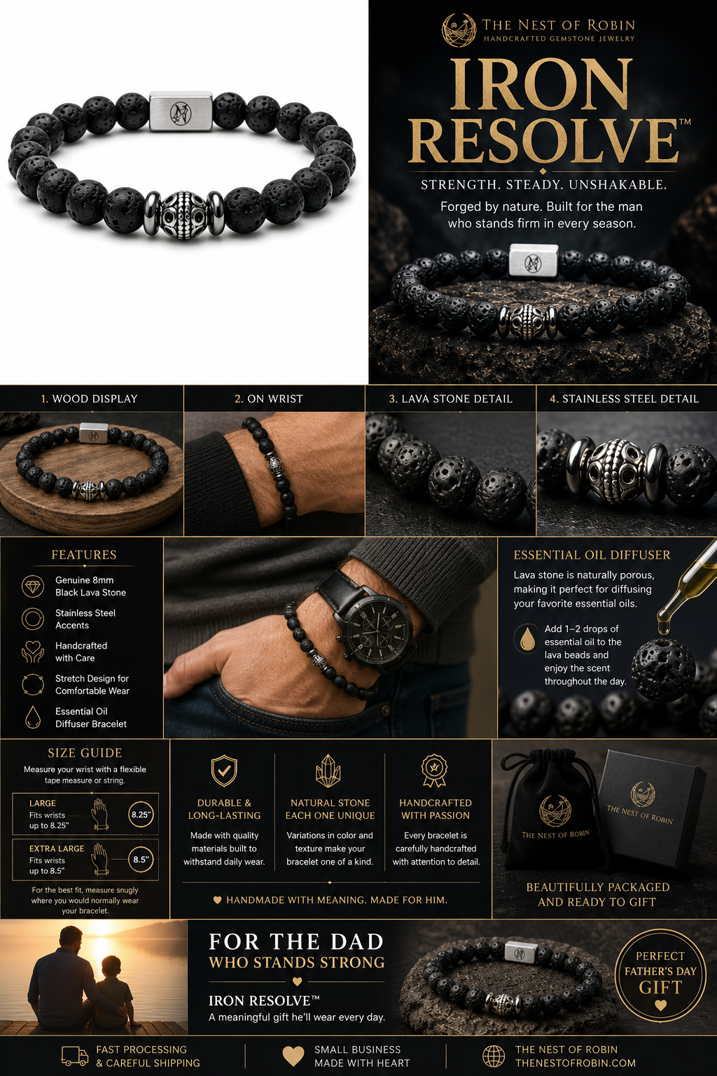 Iron Resolve™ Genuine Stone Bracelet