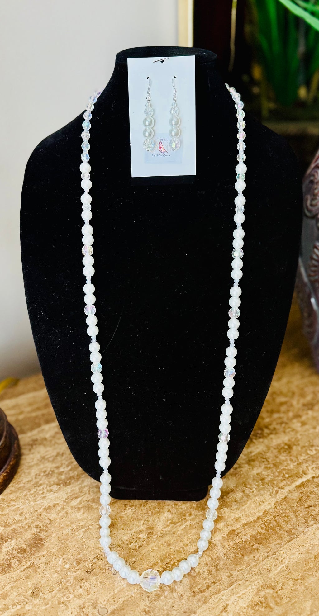 “Swan” Long Necklace & Earrings Set