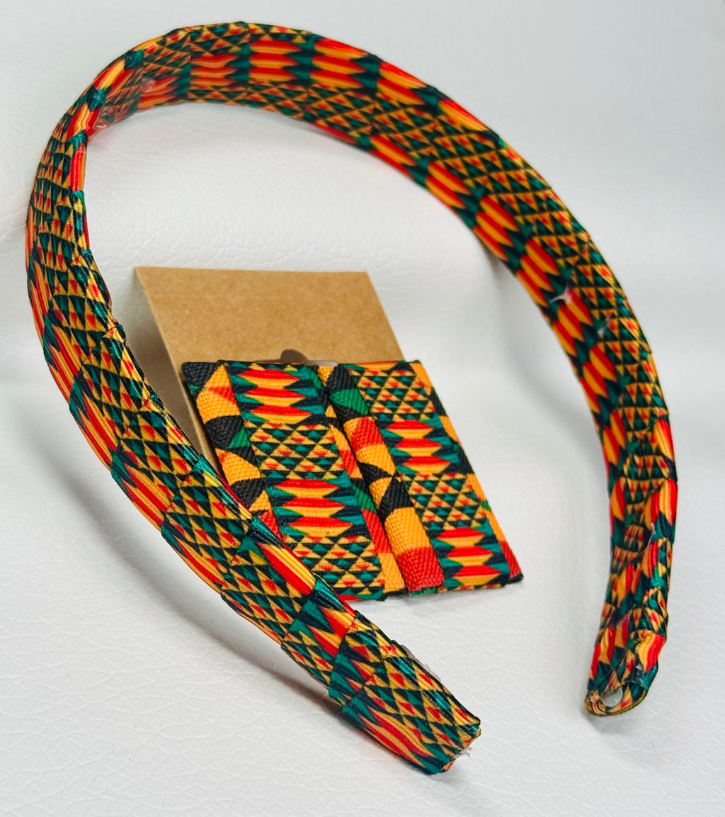 “Kente Cloth” Earrings and Earring & Headband Set