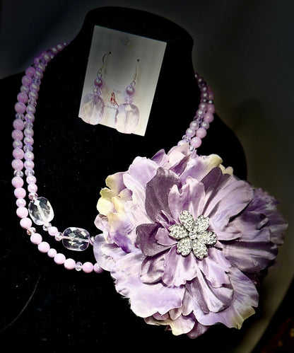 “Lavender Lady” Brooch, Necklace & Earrings Set