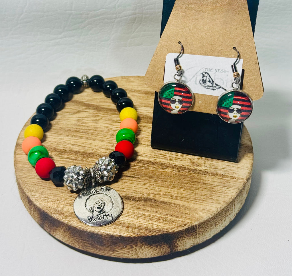 Black Is Beauty Bracelet & Earrings Set