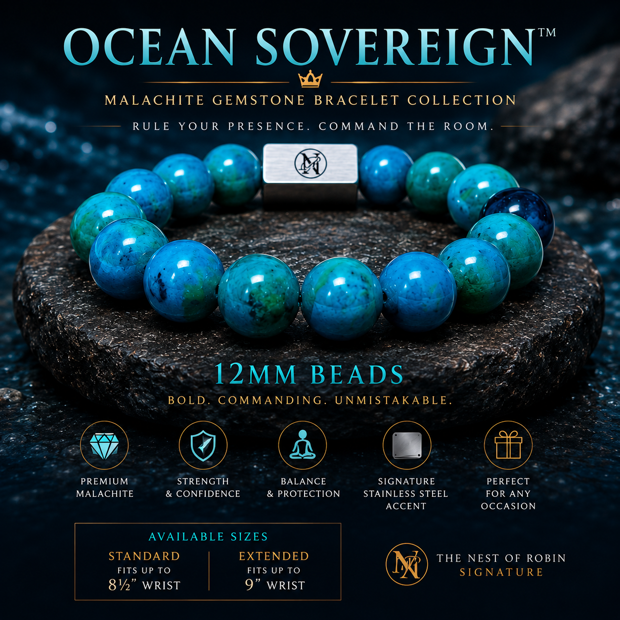 Ocean Sovereign™ Malachite Bracelet Collection