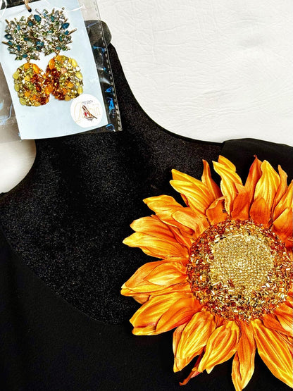 Ray of Sunflower Brooch & Earring Set