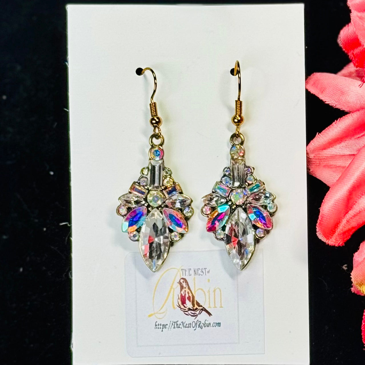 “Coral Bloom” Floral Brooch & Earrings Set