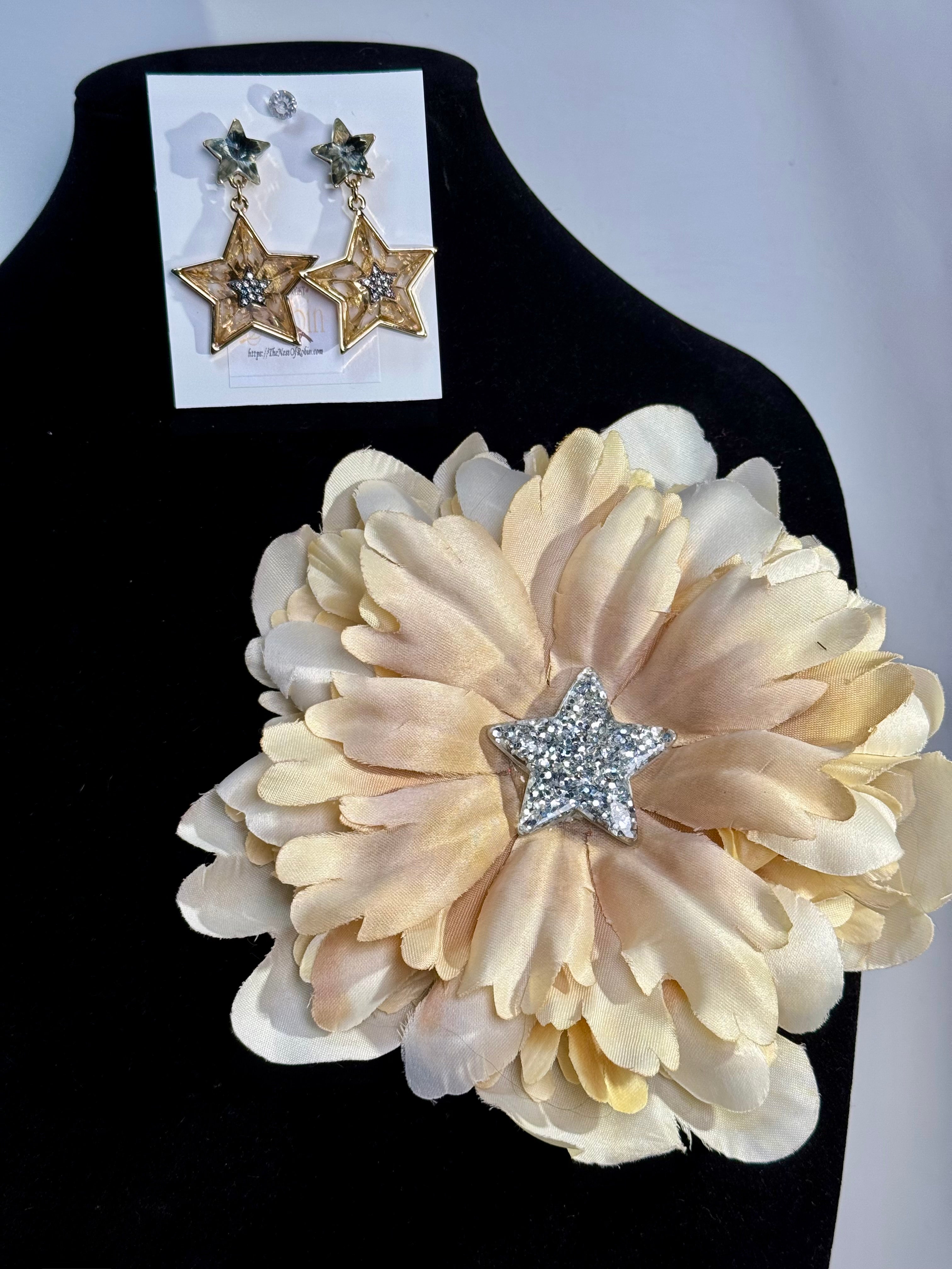“Star” Floral Brooch & Earrings Set