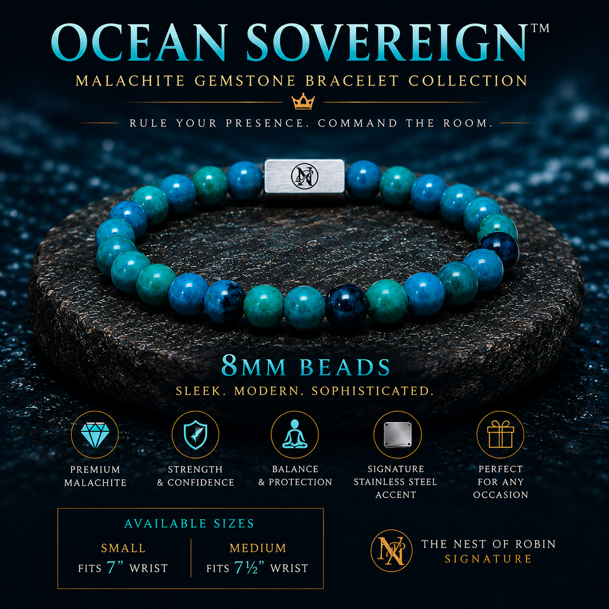 Ocean Sovereign™ Malachite Bracelet Collection