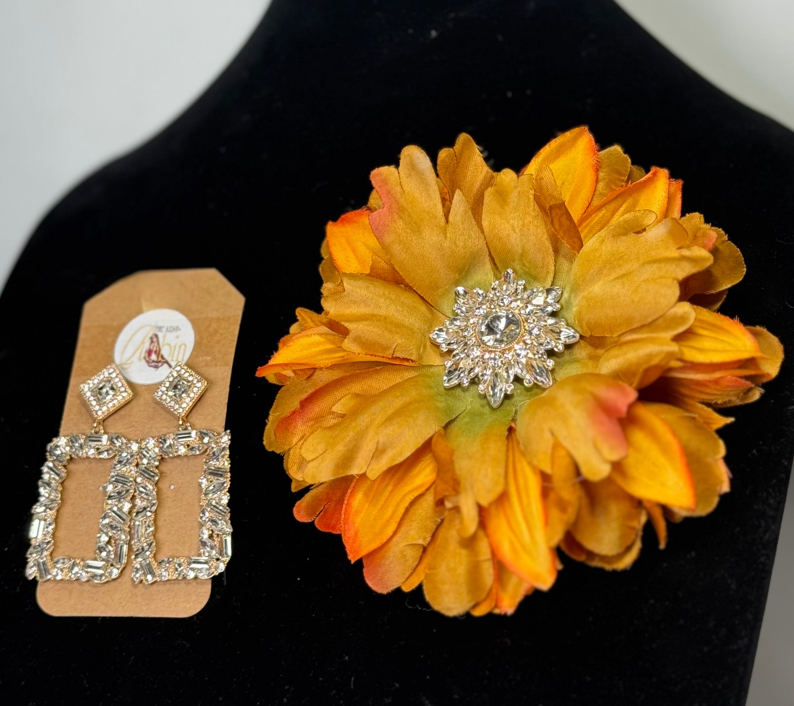 Diamond Spice Brooch & Earrings Set