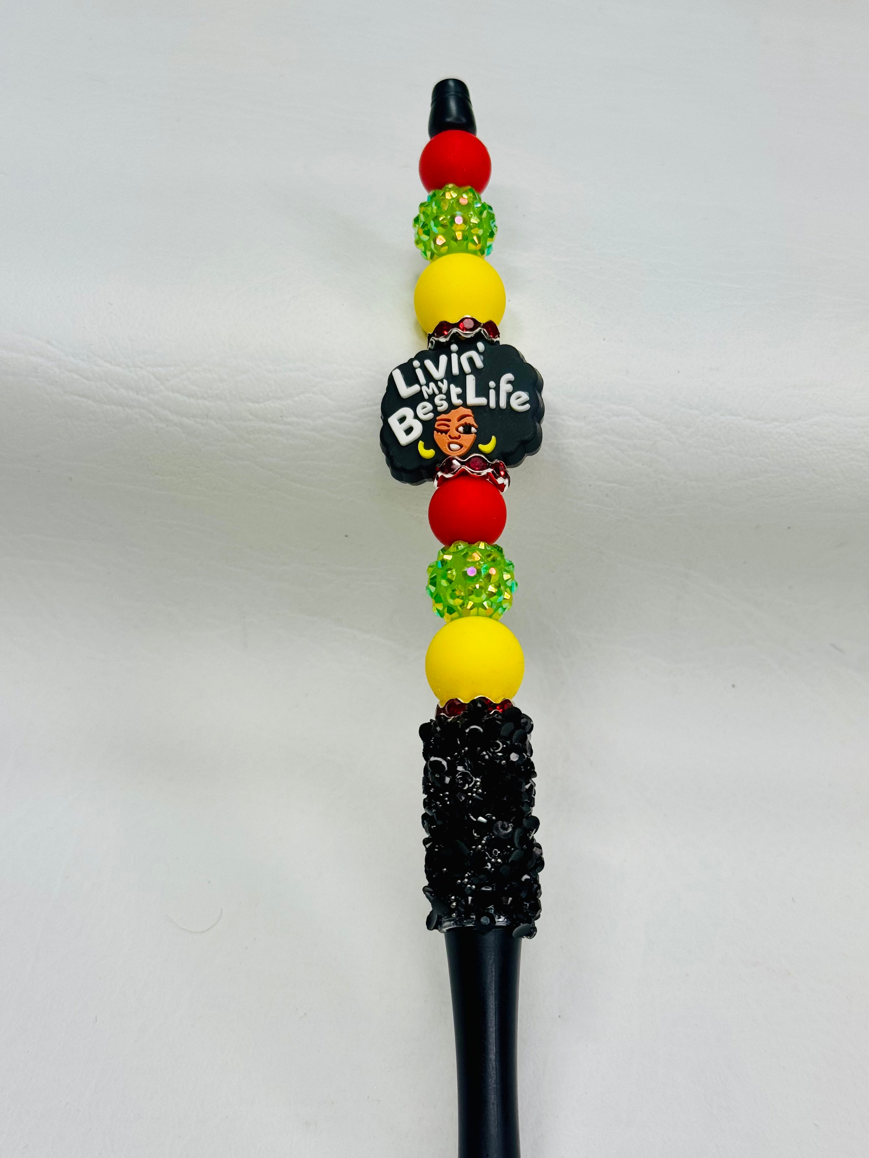 "Livin' My Best Life" Beaded Ink Pen