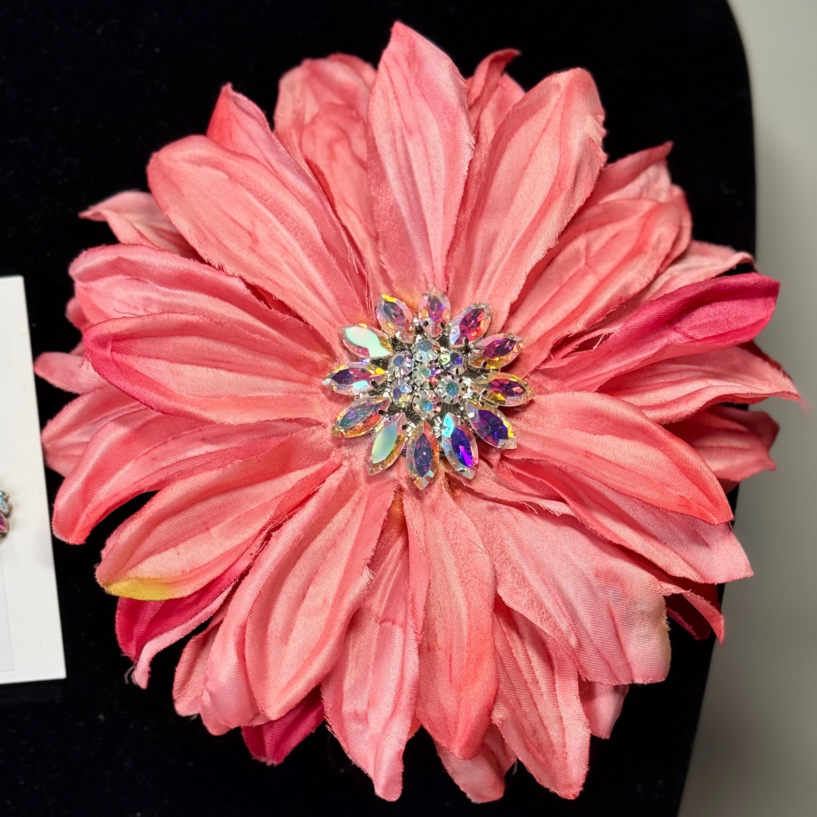 “Coral Bloom” Floral Brooch & Earrings Set