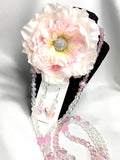 “Blush Radiance Ensemble” - Floral Brooch, Long Necklace & Earrings￼