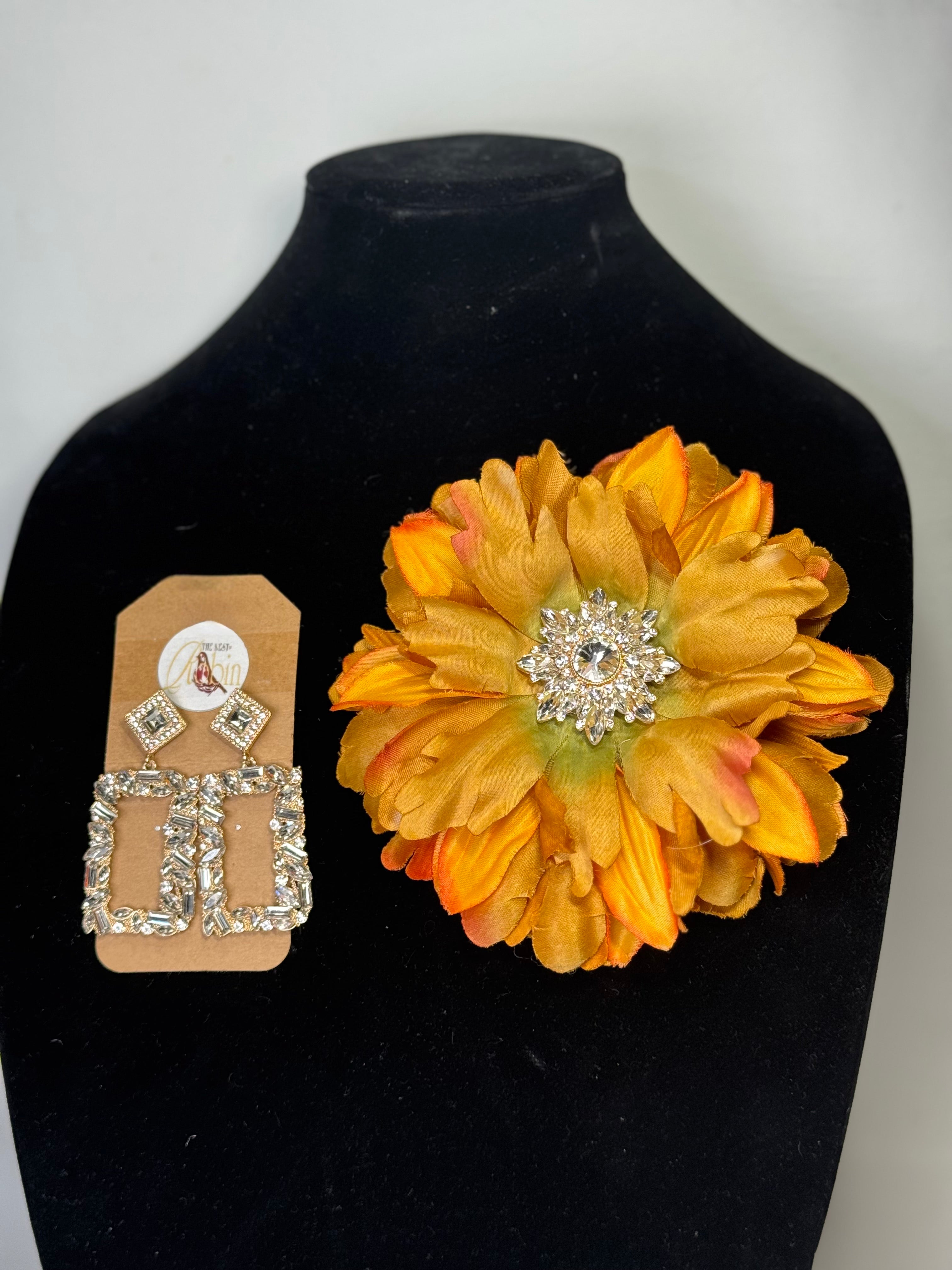 Diamond Spice Brooch & Earrings Set