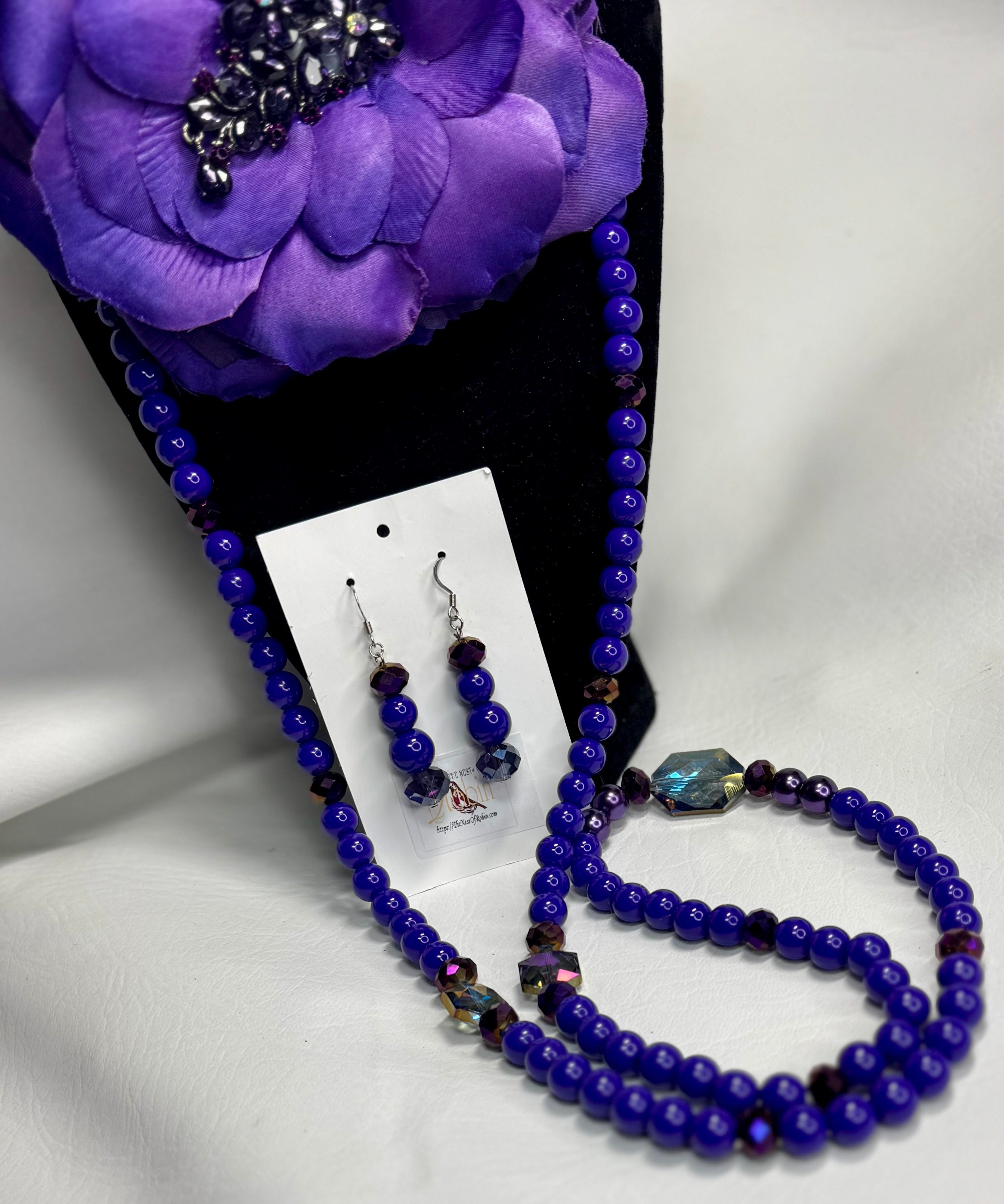 Royal Radiance Necklace, Earrings, and Floral Brooch Set