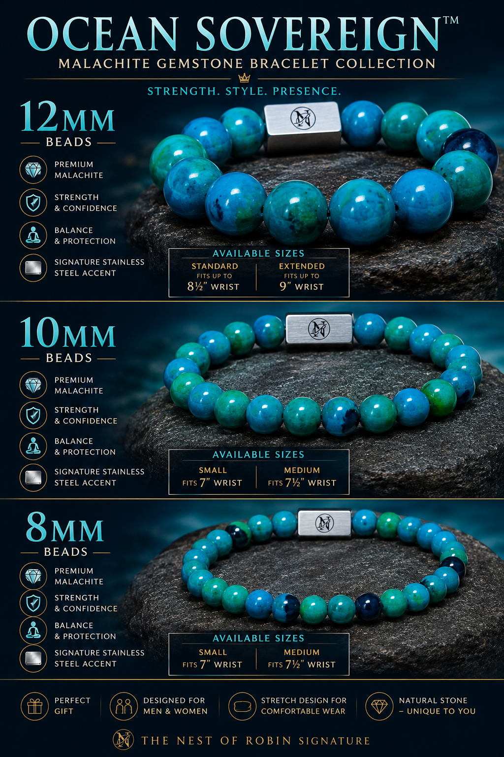 Ocean Sovereign™ Malachite Bracelet Collection