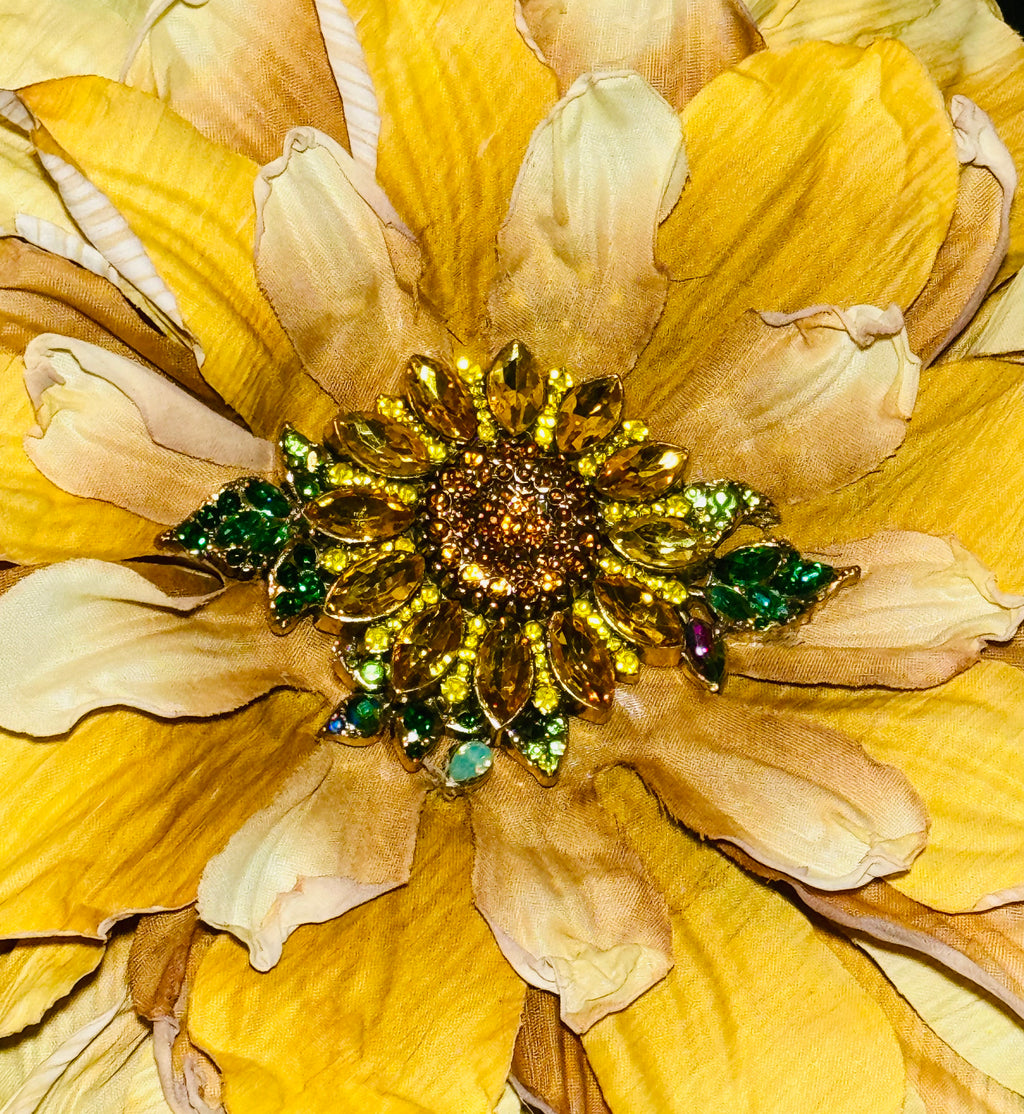 “Oh Sunflower” Floral Brooch & Earrings Set