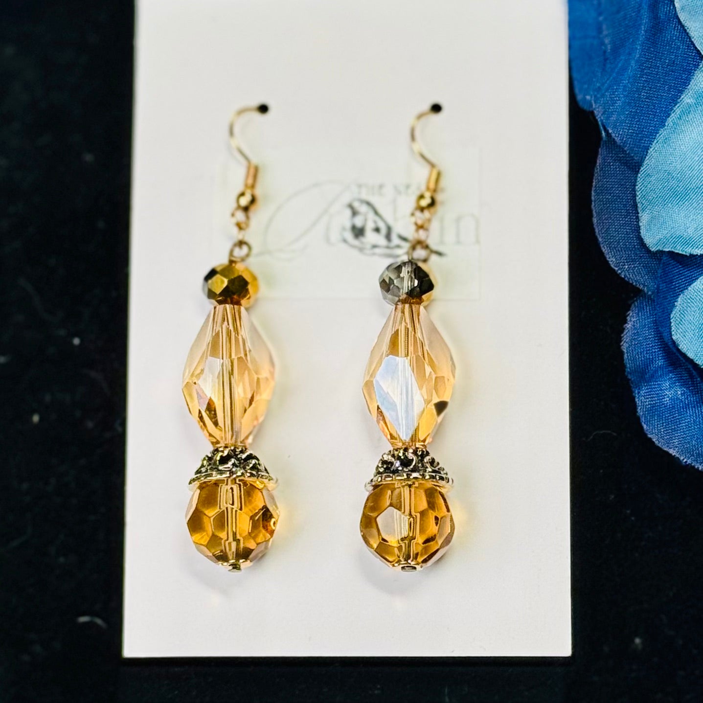 “Blue Sand Bloom” Floral Brooch & Earrings Set