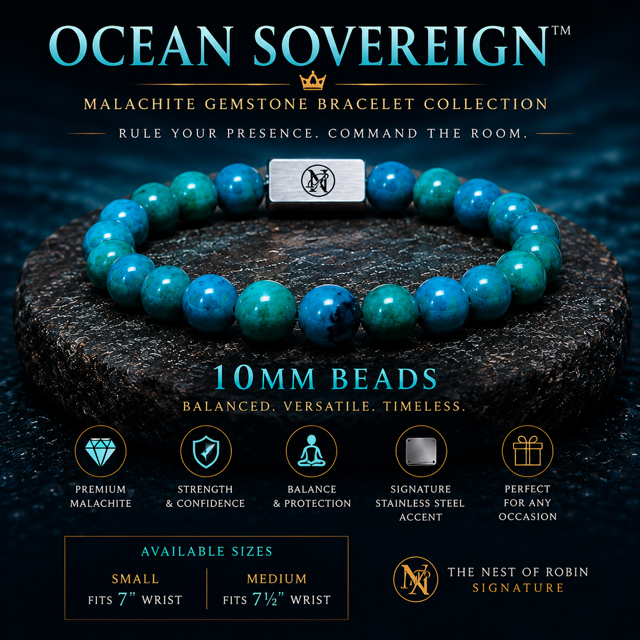 Ocean Sovereign™ Malachite Bracelet Collection
