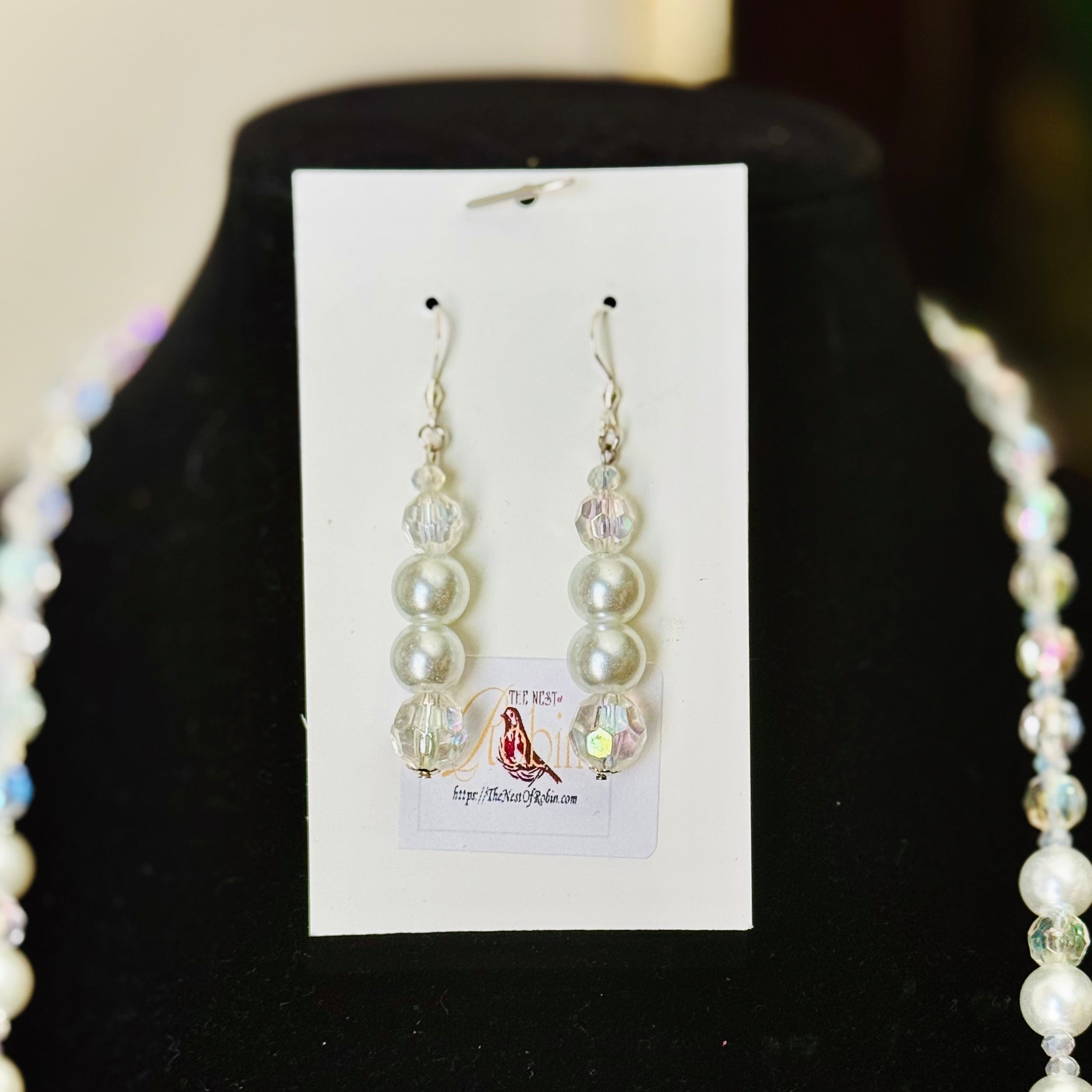 “Swan” Long Necklace & Earrings Set