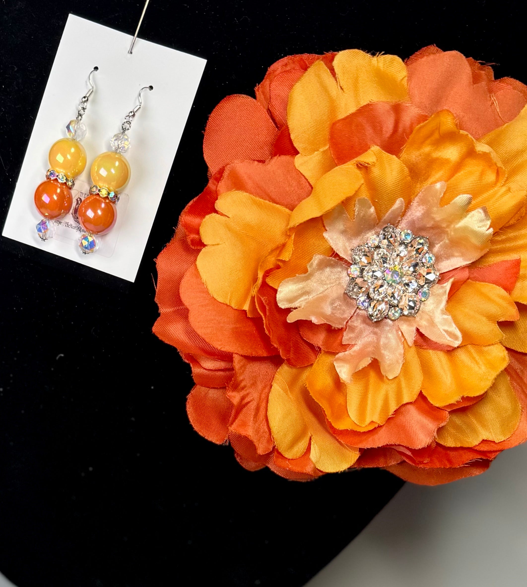 “Sunburst” Floral Brooch & Earrings Set