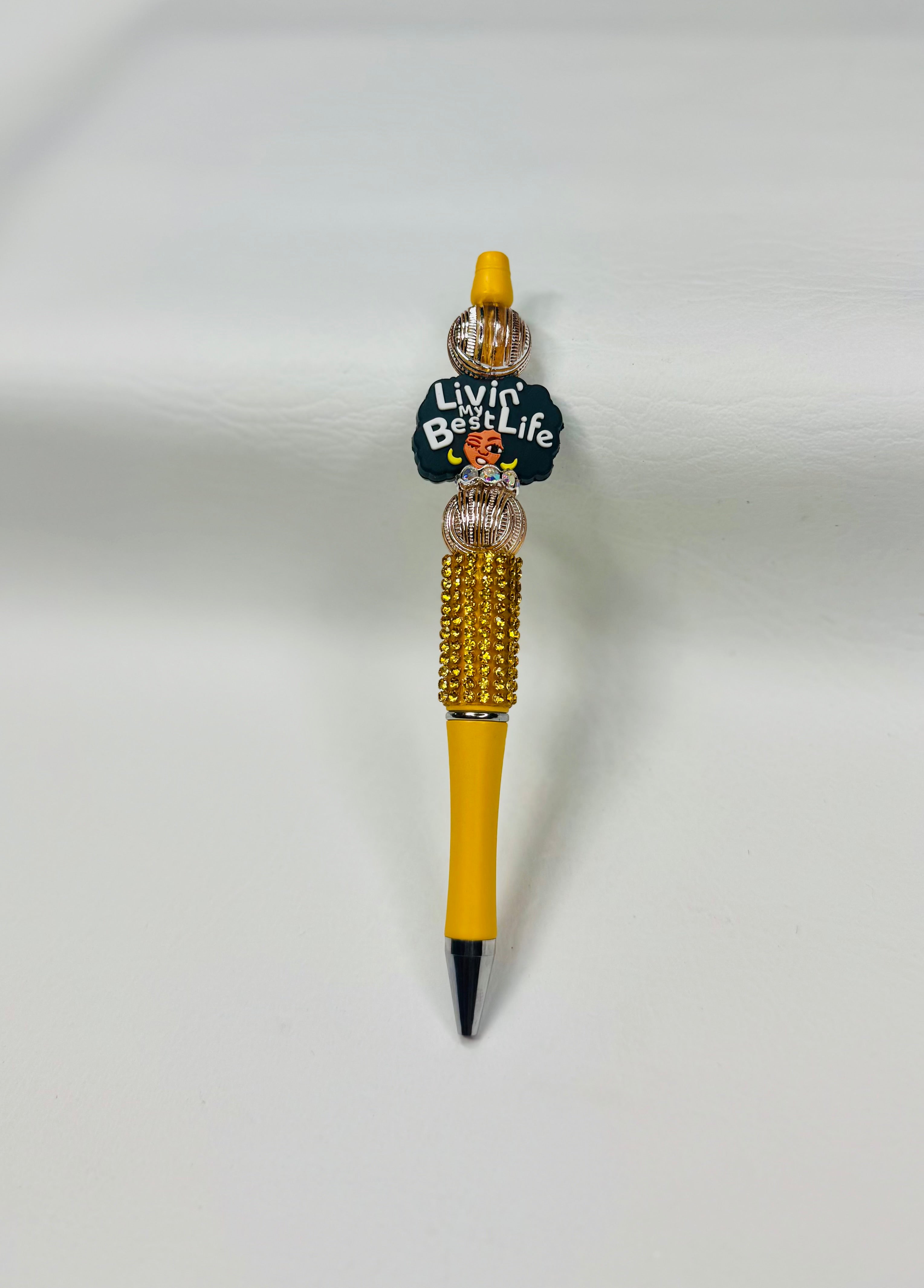 "Livin' My Best Life" Beaded Ink Pen