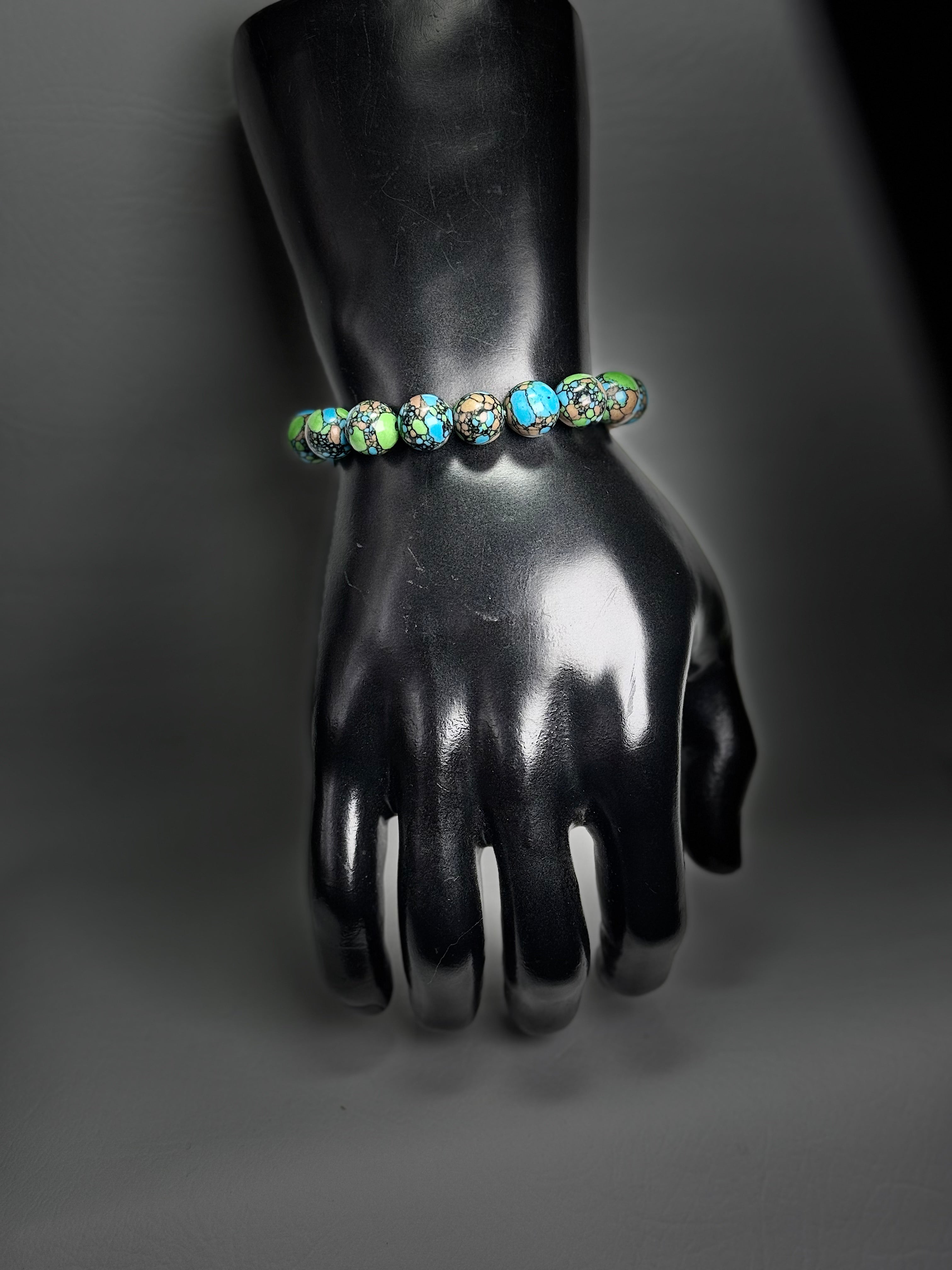 “Aqua Peacock” Genuine Stone Bracelet