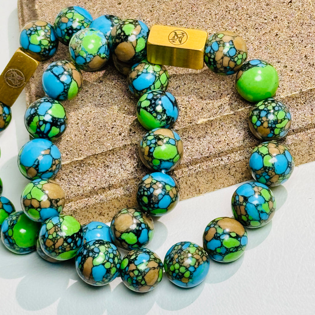 “Aqua Peacock” Genuine Stone Bracelet