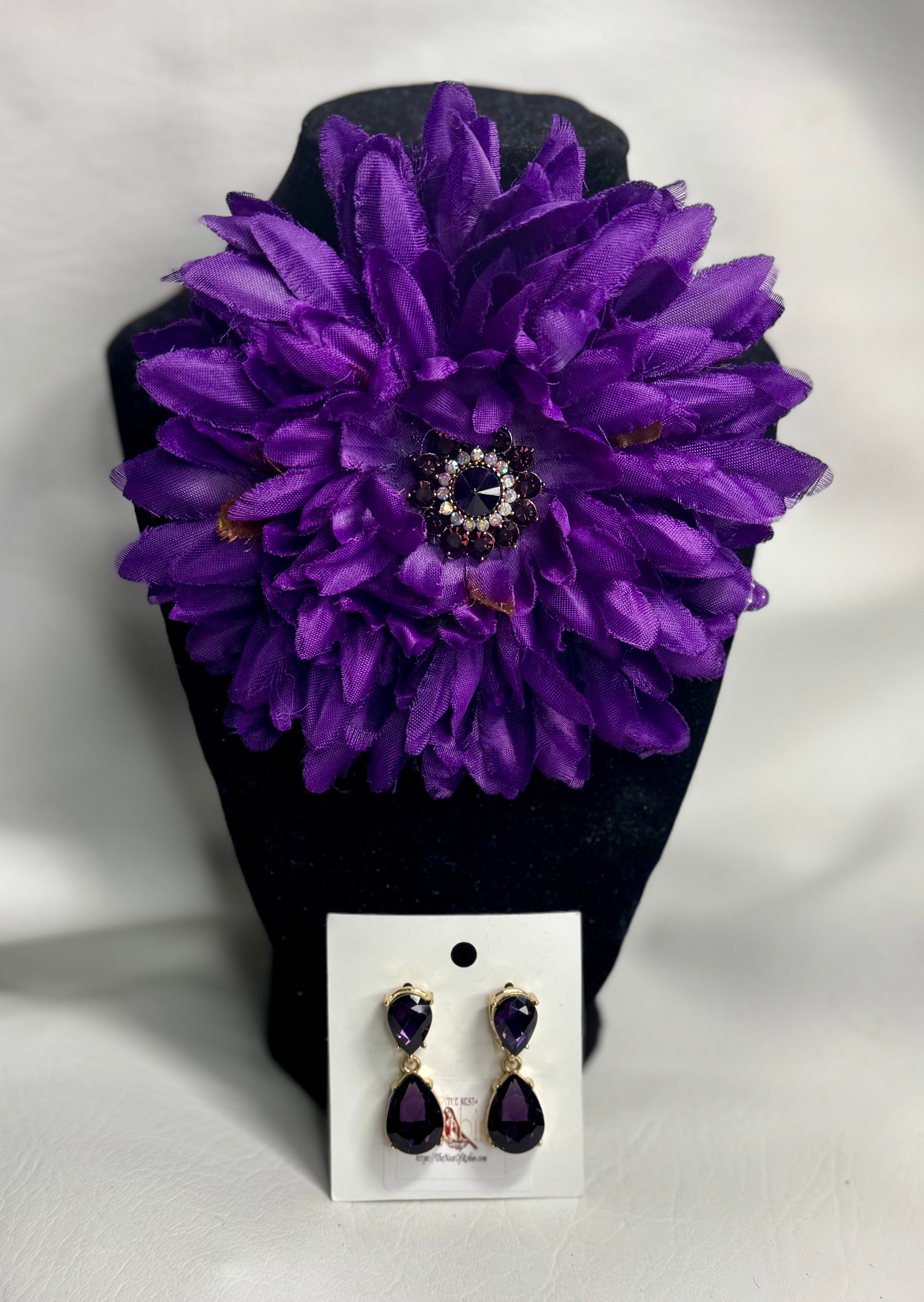 “Royal Bloom” Floral Brooch & Earrings Set