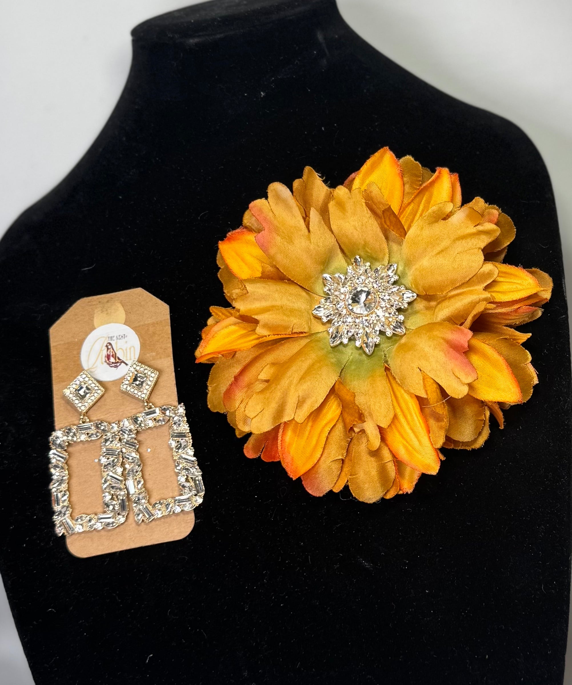 Diamond Spice Brooch & Earrings Set