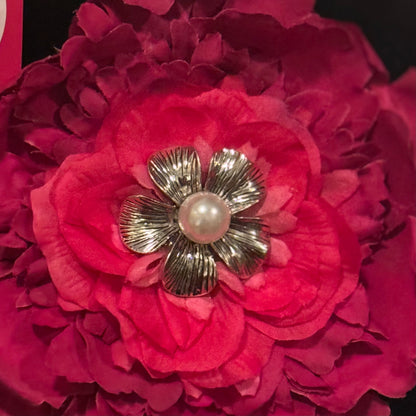 “A Rose & A Pearl” Floral Brooch & Earrings Set