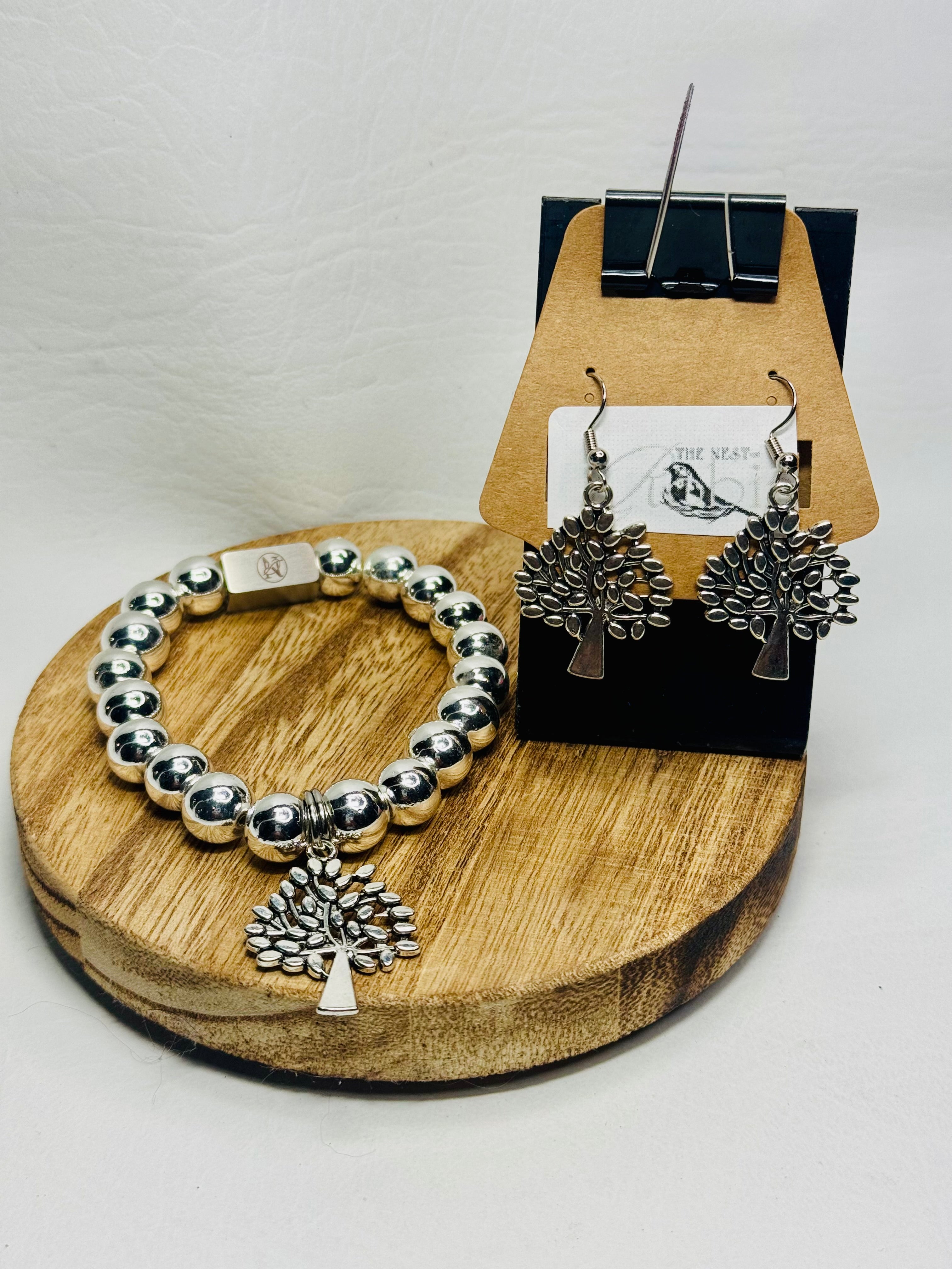 Silver “Legacy of the Roots” Bracelet & Earrings Set