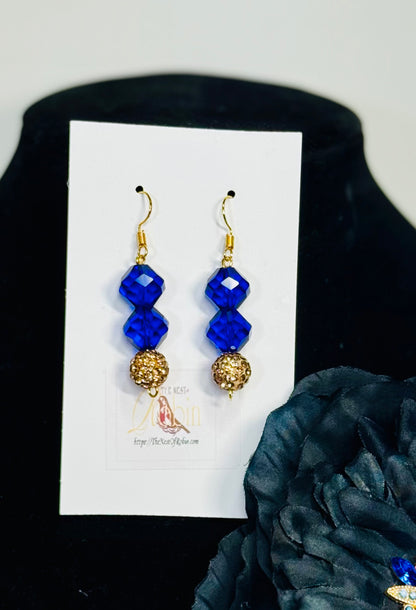 “Cobalt Night” Floral Brooch & Earrings Set