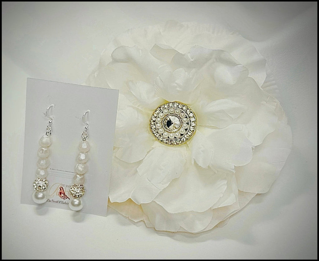 Ivory Grace Brooch & Earrings Set