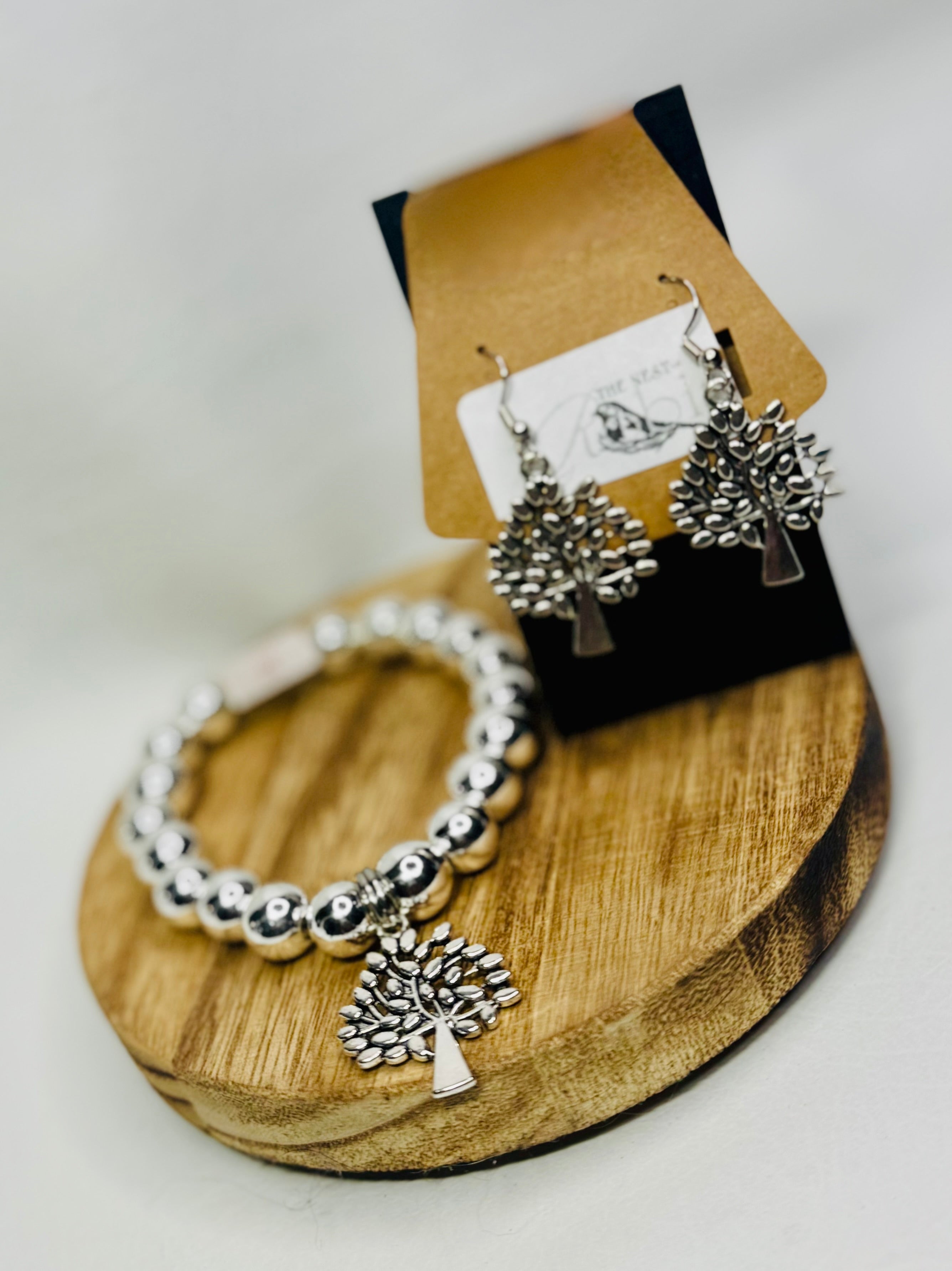 Silver “Legacy of the Roots” Bracelet & Earrings Set