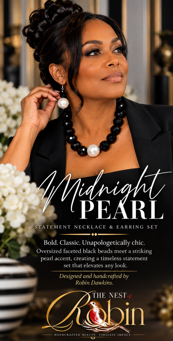 “MIDNIGHT PEARL” Necklace & Earrings Set