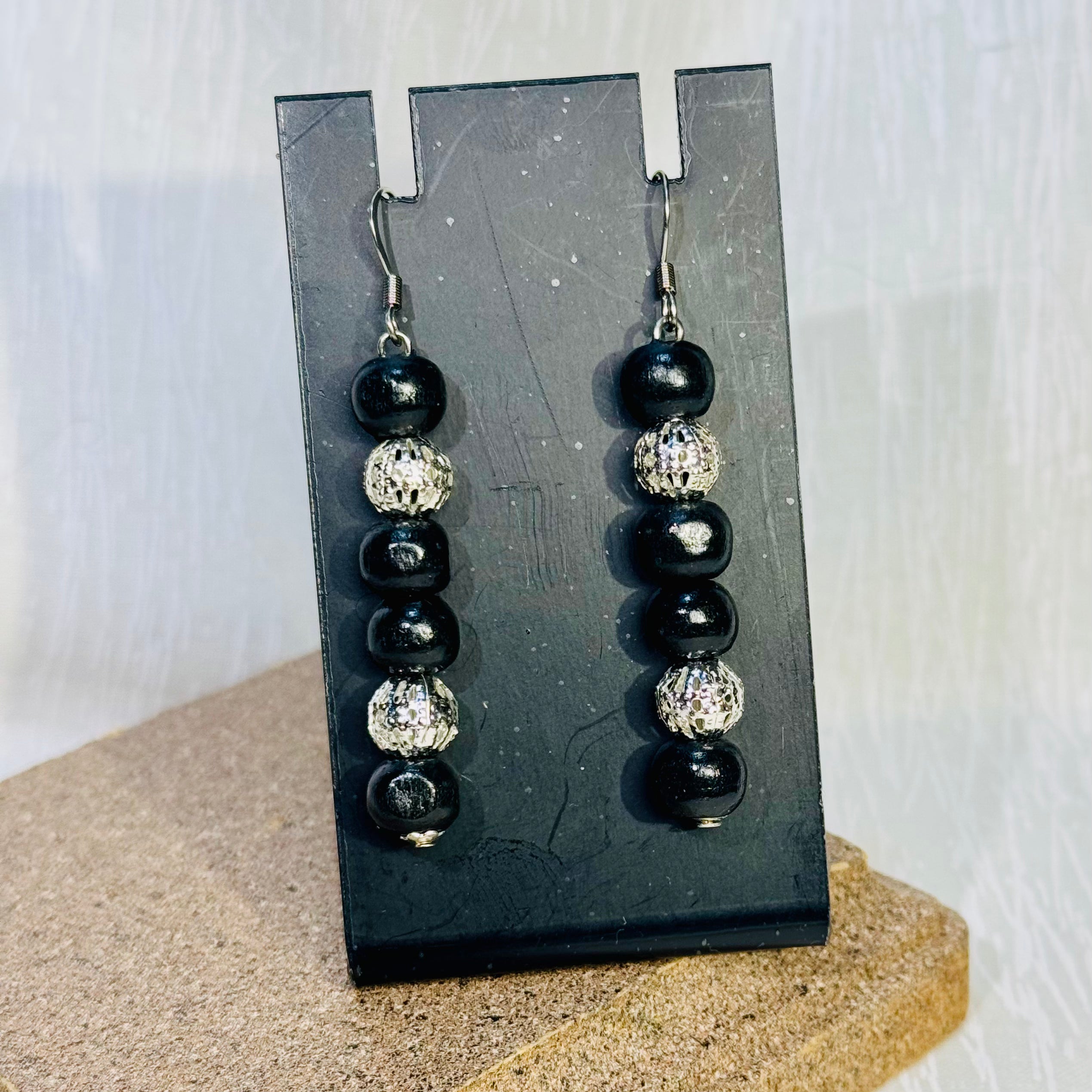 "Black Crown" Wrap Bracelet & Earrings Set