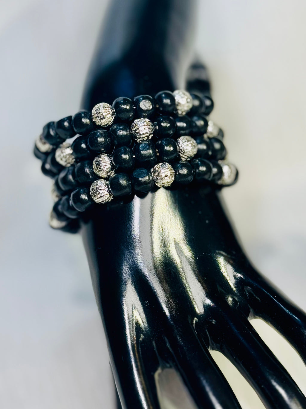 "Black Crown" Wrap Bracelet & Earrings Set