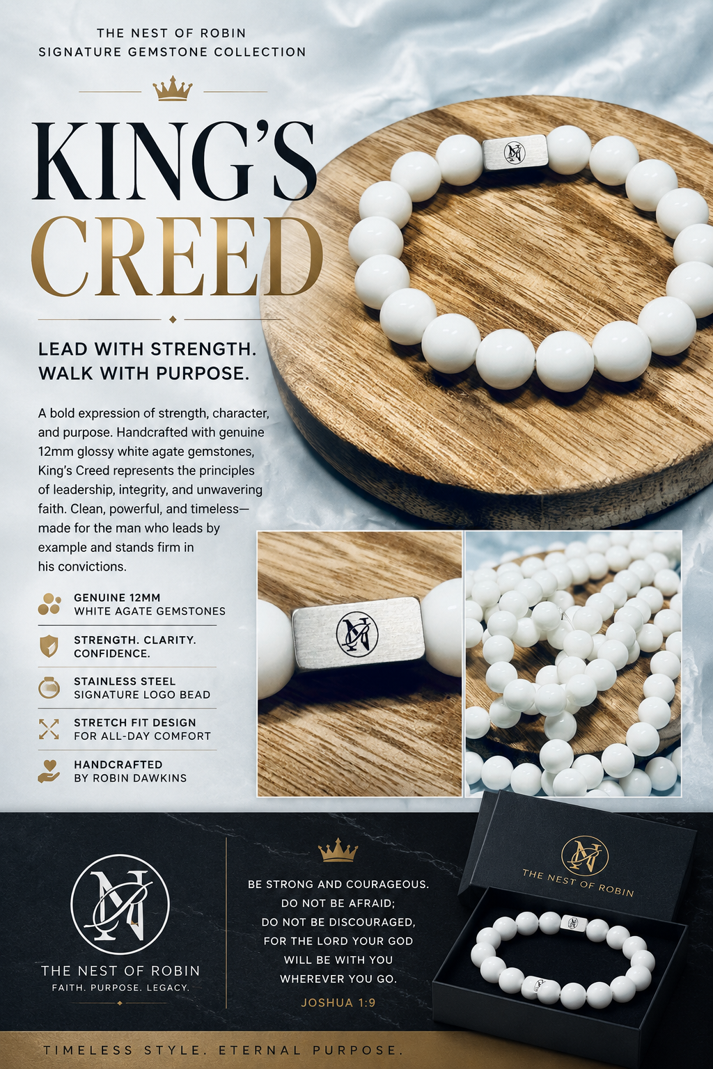 King’s Creed Genuine Stone Bracelet