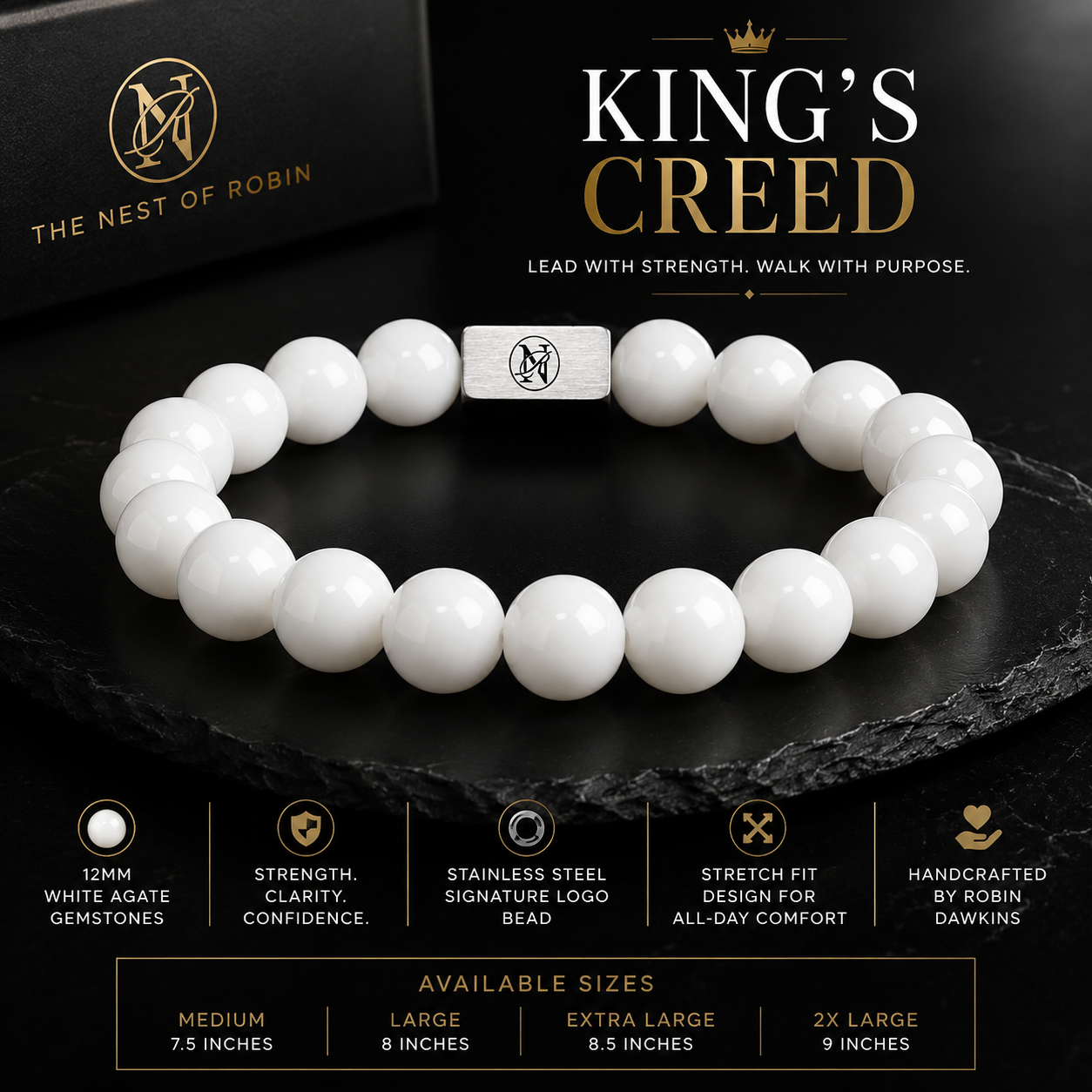 King’s Creed Genuine Stone Bracelet