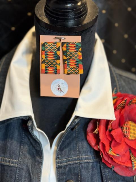 "Kente Cloth" Brooch Set (Brooch & Earrings)