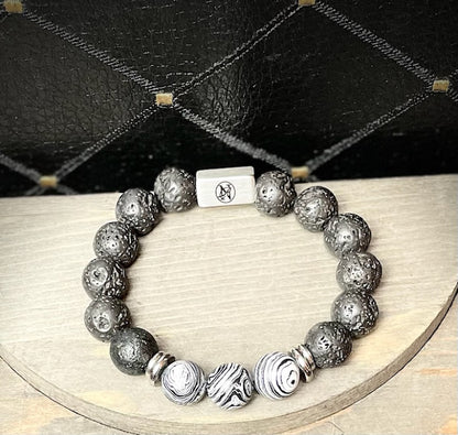 "Zebra Night" Genuine Stone Bracelet