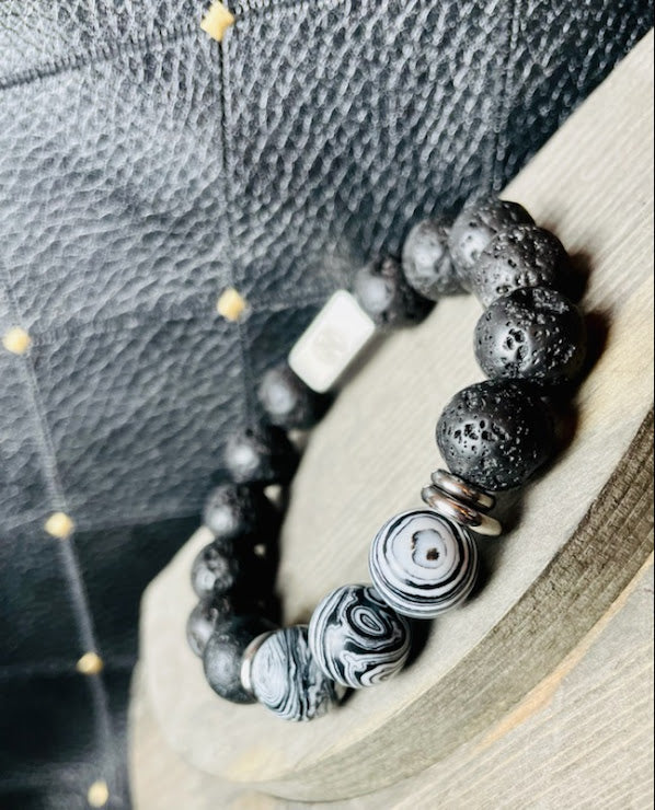 "Zebra Night" Genuine Stone Bracelet