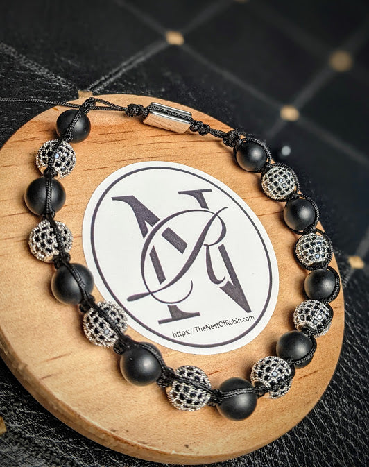 Clearance Items - "Black N' Diamonds" Genuine Stone Bracelet