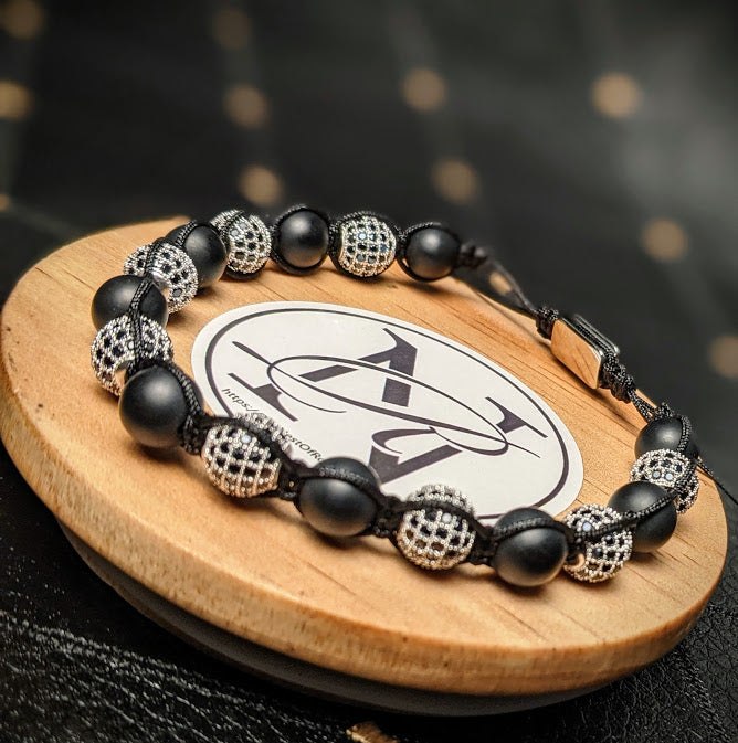 "Black N' Diamonds" Genuine Stone Bracelet