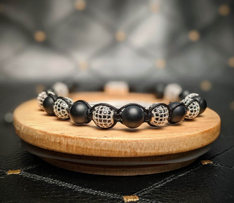 Clearance Items - "Black N' Diamonds" Genuine Stone Bracelet