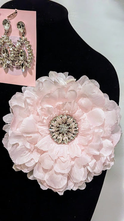 Blush Rose Brooch & Earrings Set